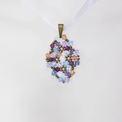 Pendant 40cm - Shea Rhombus S-Violet Organza - Pendant 40cm - Laiton bronze